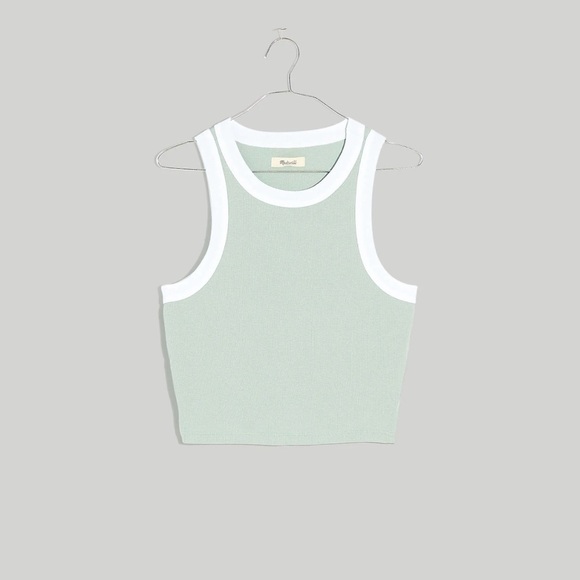 Madewell Tops - Madewell Brightside Rib Cutaway Crop Tank | Green/White | Size XS
